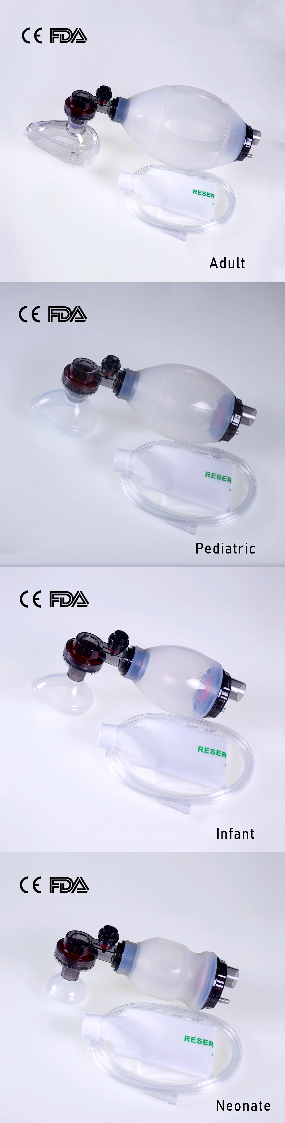 Reusable Silicone Ambu Bag Manual Resuscitator Factory with CE, FDA for Adult Pediatric Children Kids Size