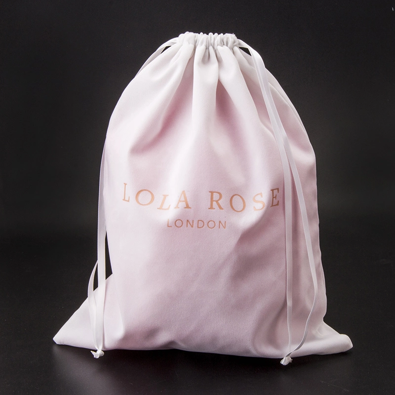 Custom Pink Velvet Pouch Recycled Suede Bags with Foil Printing Logo for Cloth Luxury Cosmetic Gift Packaging